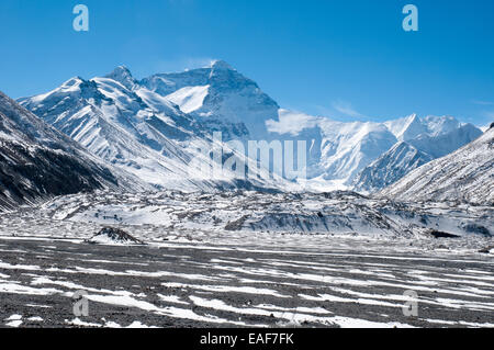 Everest (Qomolangma) Base Camp at 5200 metres, Tibet, China Stock Photo