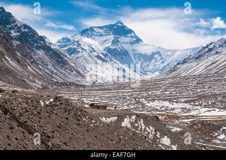 Everest (Qomolangma) Base Camp at 5200 metres, Tibet, China Stock Photo