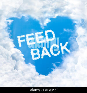 feedback word inside love cloud heart shape blue sky background only Stock Photo