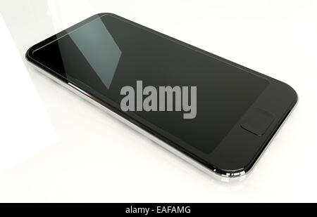 A regular modern day smart phone with a blank screen on an isolated white studio background Stock Photo