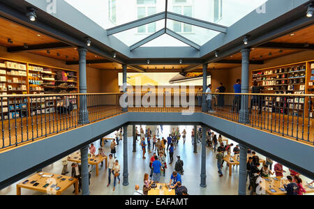 Inside the new Apple store located at the Puerta del Sol. Madrid. Spain Stock Photo