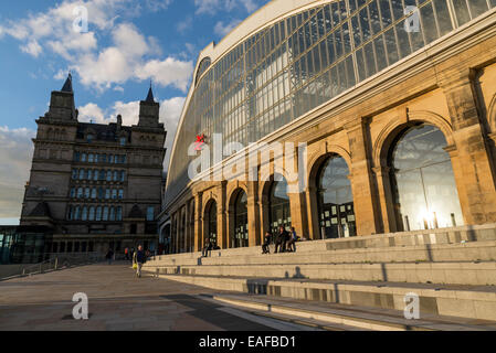 LIVERPOOL, UNITED KINGDOM - JUNE 8, 2014: Lime Street is Liverpools main rail station and has recently been restored and redevel Stock Photo