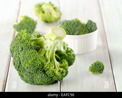 Broccoli on a wooden table. Selective focus Stock Photo