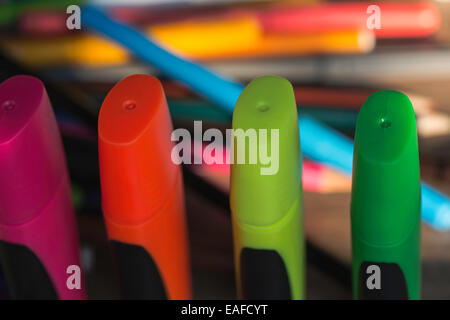 Multicolor markers for drawing. Scattered markers Stock Photo