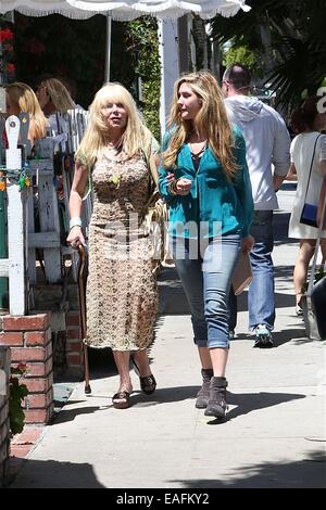 Pamela Bach visits The Ivy with her daughter for Mother's Day  Featuring: Pamela Bach Where: Los Angeles, California, United States When: 11 May 2014 Stock Photo