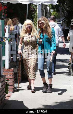 Pamela Bach visits The Ivy with her daughter for Mother's Day  Featuring: Pamela Bach Where: Los Angeles, California, United States When: 11 May 2014 Stock Photo