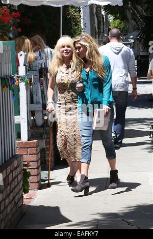 Pamela Bach visits The Ivy with her daughter for Mother's Day  Featuring: Pamela Bach Where: Los Angeles, California, United States When: 11 May 2014 Stock Photo