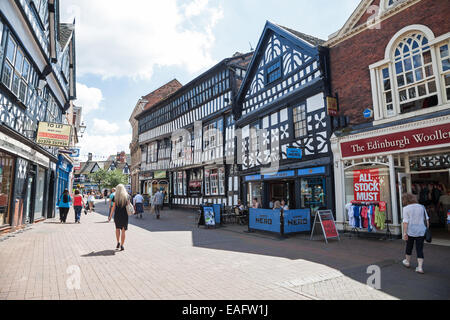 A general view of the Black and White buildings in High Street in Nantwich Cheshire England UK Stock Photo