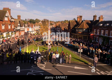 General view of Haslemere High Street during Remembrance Sunday, UK. Stock Photo