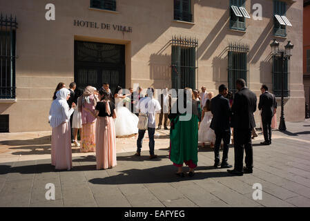 French Arab wedding  in front of the Hotel de Ville, Nice, France. Stock Photo