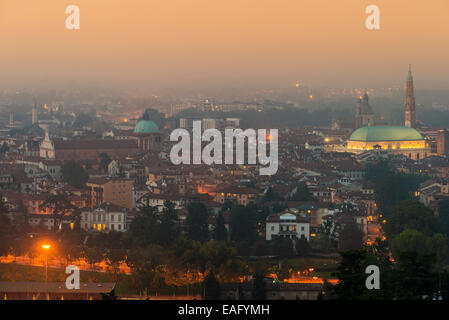 City skyline at sunset, Vicenza, Veneto, Italy Stock Photo