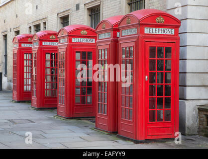 K2 Red telephone boxes designed by Sir Giles Gilbert Scott in the 1920's Stock Photo