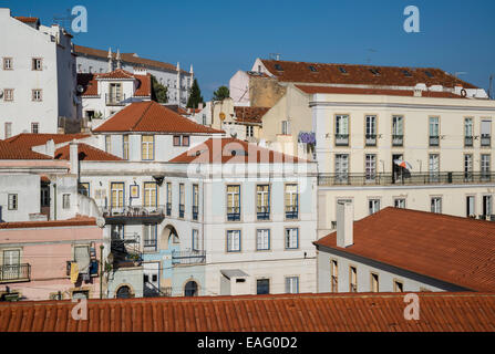 View of the city from Largo das Portas do Sol, Alfama, Lisbon, Portugal Stock Photo