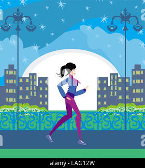 Jogging girl in the city Stock Photo