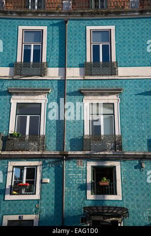 Tiled facades at Largo da Graca, Lisbon, Portugal Stock Photo