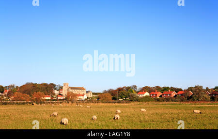 A view over the Glaven Valley towards Cley next the Sea from Wiveton, Norfolk, England, United Kingdom. Stock Photo