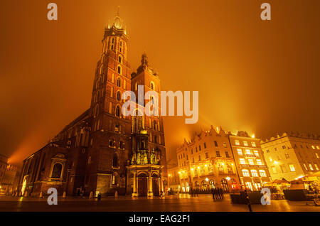Market square in Cracow at night Stock Photo