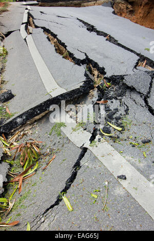 broken road by an earthquake in Chiang Rai, thailand Stock Photo