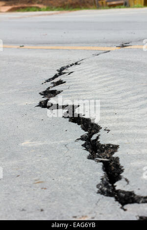 broken road by an earthquake in Chiang Rai, thailand Stock Photo