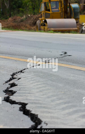 broken road by an earthquake in Chiang Rai, thailand Stock Photo