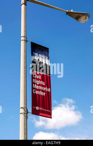 Civil Rights Memorial Center overhead advertising banner in Montgomery Alabama Stock Photo