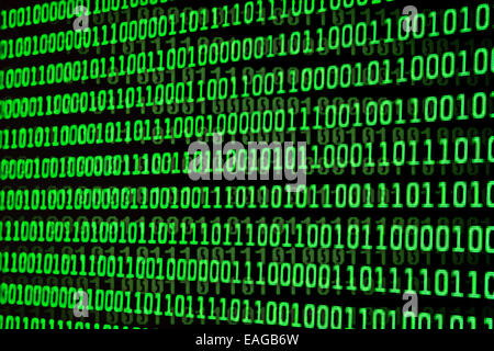 binary code on green screen Stock Photo