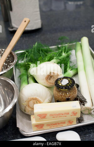 Ingredients ready to go before a cooking class Stock Photo