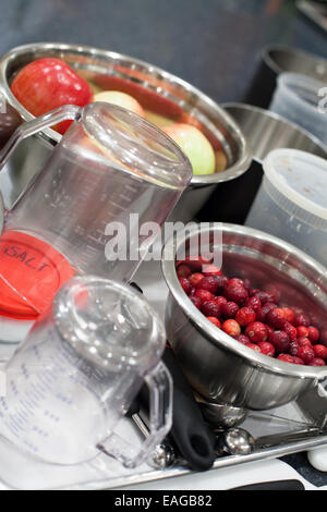 Ingredients and utensils ready to go before a cooking class Stock Photo