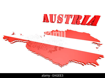 3D map illustration of Austria with flag and coat of arms Stock Photo