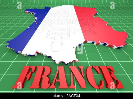 Map of France with flag colors. 3d render illustration Stock Photo - Alamy