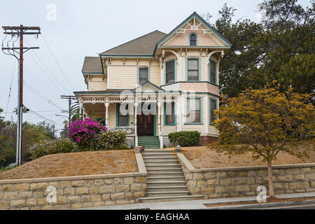 The beautiful Victorian Houses on Carroll Avenue in Echo Park. Stock Photo
