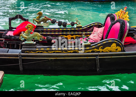 Detail from beautiful parked gondola in Venice, Italy. Stock Photo