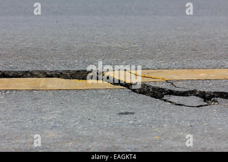 broken road by an earthquake in Chiang Rai, thailand Stock Photo