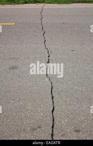 broken road by an earthquake in Chiang Rai, thailand Stock Photo