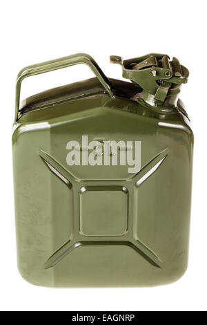 a green jerrycan isolated over a white background Stock Photo