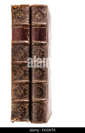 two ancient books isolated over a white background Stock Photo