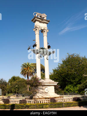 Monument to Christopher Columbus, Cristóbal Colón, erected in 1921 in Jardines de Murillo, Seville, Spain Stock Photo