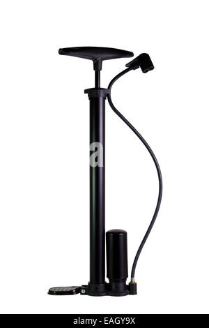 Black Bicycle Tire Inflater Air Pump on isolate background Stock Photo