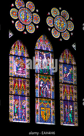 Stained glass windows of Freiburg Minster in Freiburg im Breisgau city, Germany Stock Photo