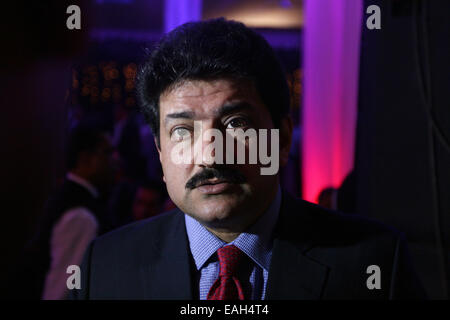 Dhaka 14 November 2014. Hamid Mir is a Pakistani journalist, news anchor, and security analyst. Hamid Mir is a Journalist and author, Executive Editor of Geo Television Pakistan, Host of Current Affairs show Capital Talk, Columnist of Daily Jang,Islamabad. Stock Photo