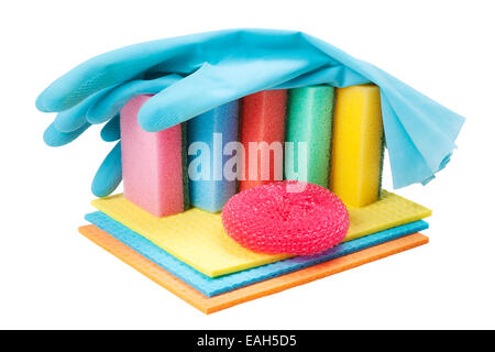 Premium Photo  Dish washing sponge, dishcloth and scrub pad on wooden  background