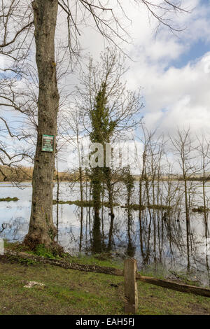 Winter storms and flood affect Arundel in West Sussex. Stock Photo