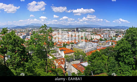 Panoramic view of Ljubljana city, Slovenia Stock Photo