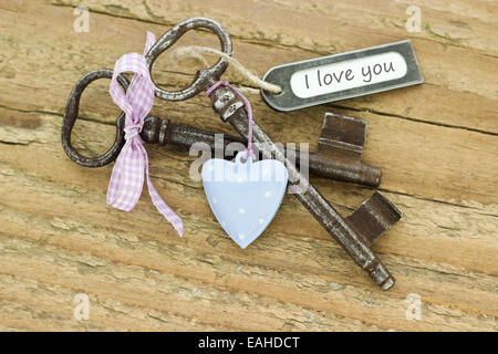 two keys, bow and heart Stock Photo