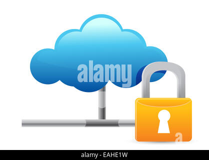 Cloud Computing Icon with Protection Stock Photo