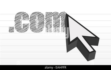 .com text over a notepad and cursor illustration design Stock Photo