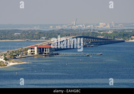 Toll Bridge over Santa Rosa Sound between Pensacola and Pensacola Beach Florida USA Stock Photo