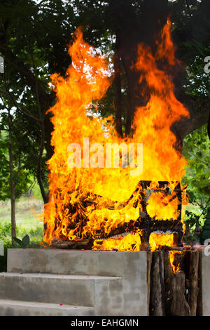 cremation at graveyard in thailand Stock Photo