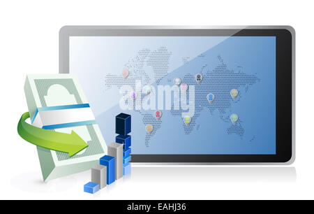 business stats on a modern tablet illustration design over white Stock Photo