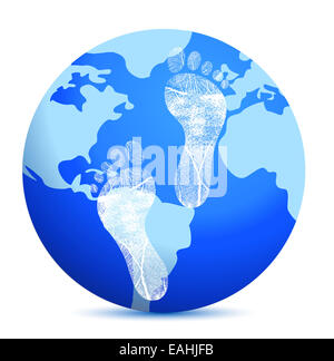 earth with footprints illustration design over white Stock Photo